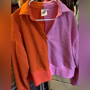 Queen of Sparkles Orange and Pink Rhinestone Sweatshirt